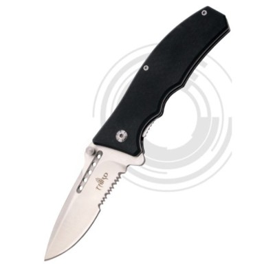 Navaja asistida G10 negra sierra Third