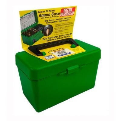 Caja portamunicion verde con asa Cal .17 a 6x47 (50cart) MTM