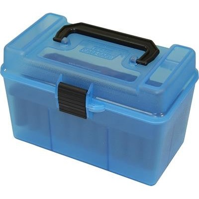 Caja portamunición azul con asa Cal. 22-250 a 8mm (50 cart.) MTM