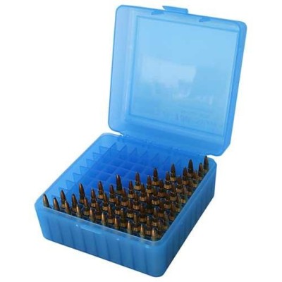 Caja portamunición azul Cal. 17 a 222 (100 cart.) MTM