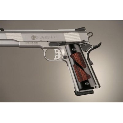 Cacha aluminio negro y madera picada pistola 1911 HOGUE