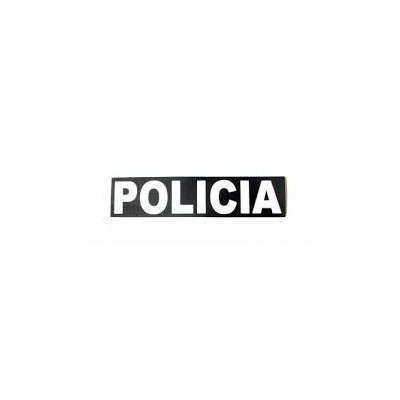 Cartel negro pecho (50x102 mm) POLICIA